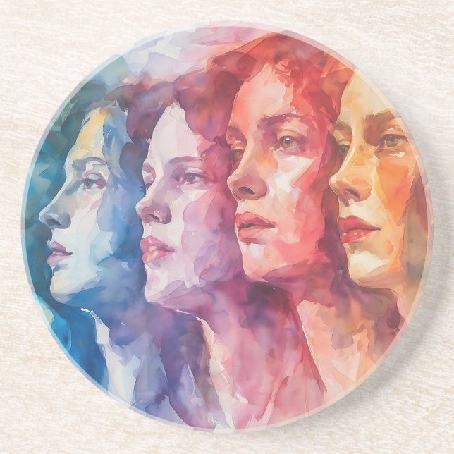 Gesichtspflege von Frauen - Aquarellmalerei Getränkeuntersetzer (Vorne)