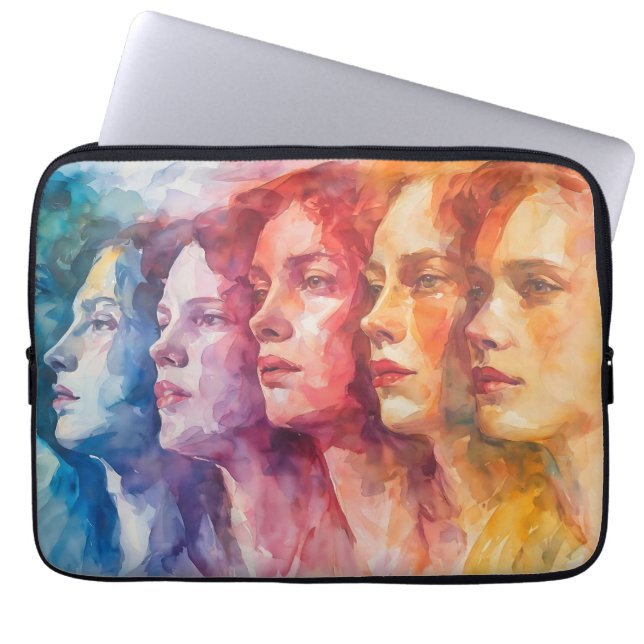 Gesichtspflege von Frauen - Aquarellmalerei Laptopschutzhülle (Vorderseite)