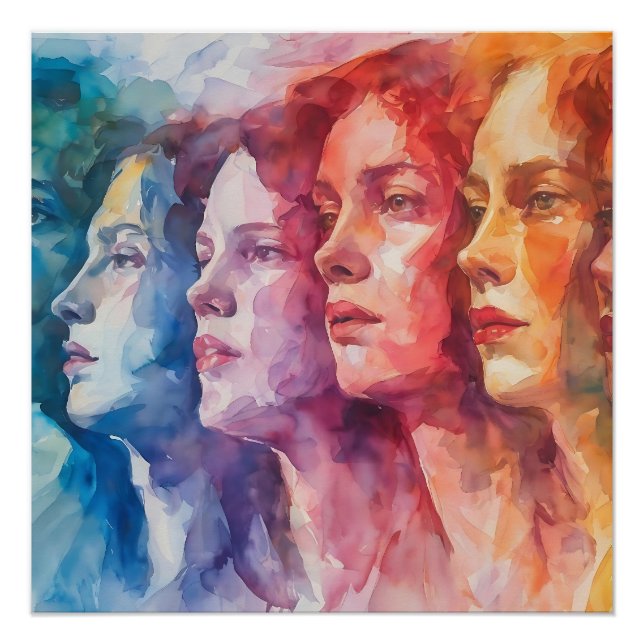 Gesichtspflege von Frauen - Aquarellmalerei Poster (Vorderseite)