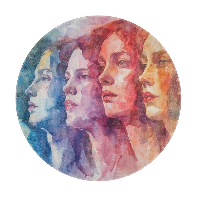 Gesichtspflege von Frauen - Aquarellmalerei Schneidebrett (Vorderseite)