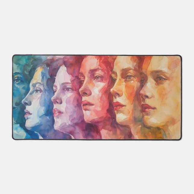 Gesichtspflege von Frauen - Aquarellmalerei Schreibtischunterlage (Vorderseite)