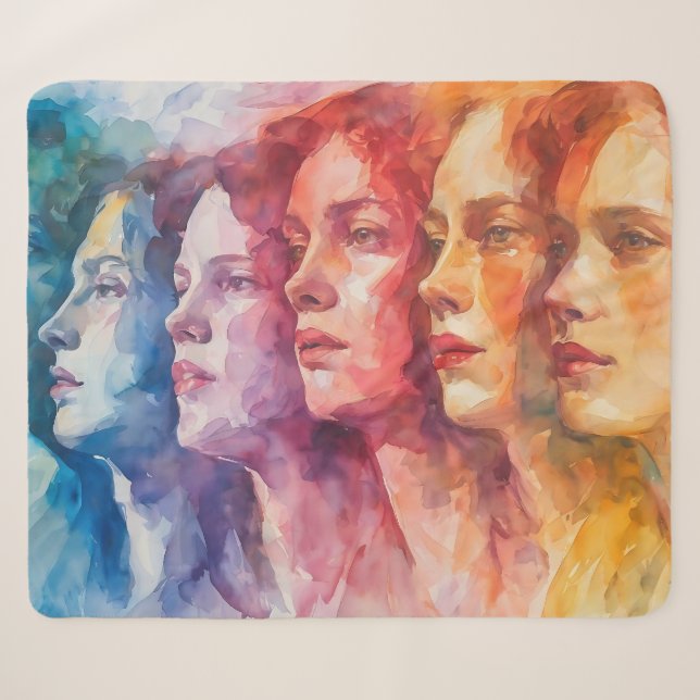 Gesichtspflege von Frauen - Aquarellmalerei Sherpadecke (Vorderseite (Horizontal))