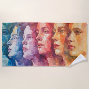 Gesichtspflege von Frauen - Aquarellmalerei Strandtuch