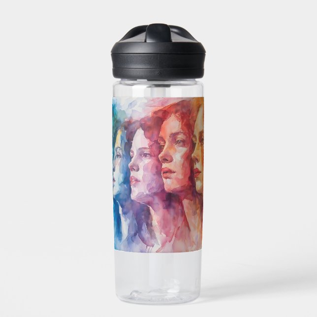 Gesichtspflege von Frauen - Aquarellmalerei Trinkflasche (Vorderseite)