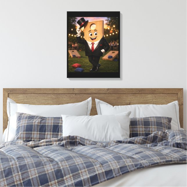 Gespannter Leinwanddruck Cornhole Mann (Insitu (Schlafzimmer))