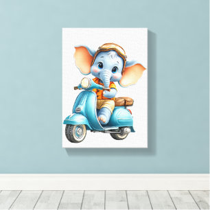 Gespannter Leinwanddruck Schöner blauer Elefant