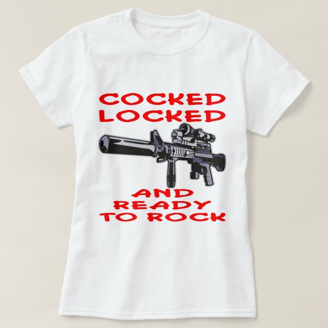 Gespanntes verschlossenes und bereit zu schaukeln T-Shirt (Design vorne)
