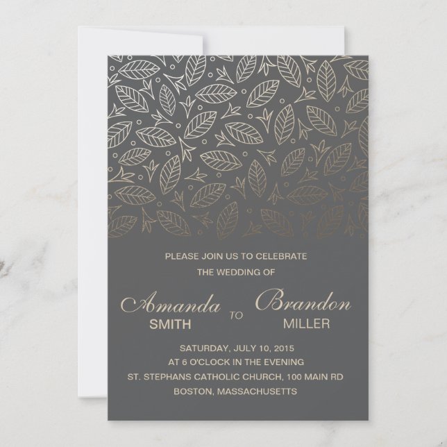 Gespeicherte Blätter Imitate Foil Wedding Einladun Einladung (Vorderseite)