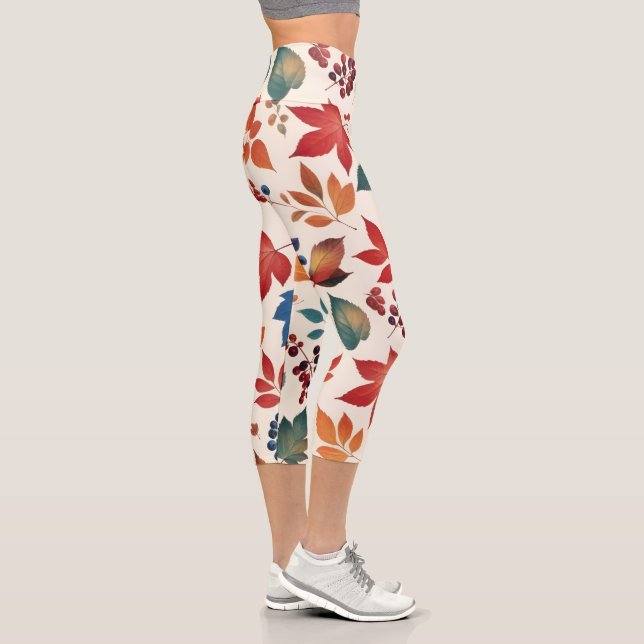 Gespeicherte Blätter und Beeren Capri Leggings (Rechts)