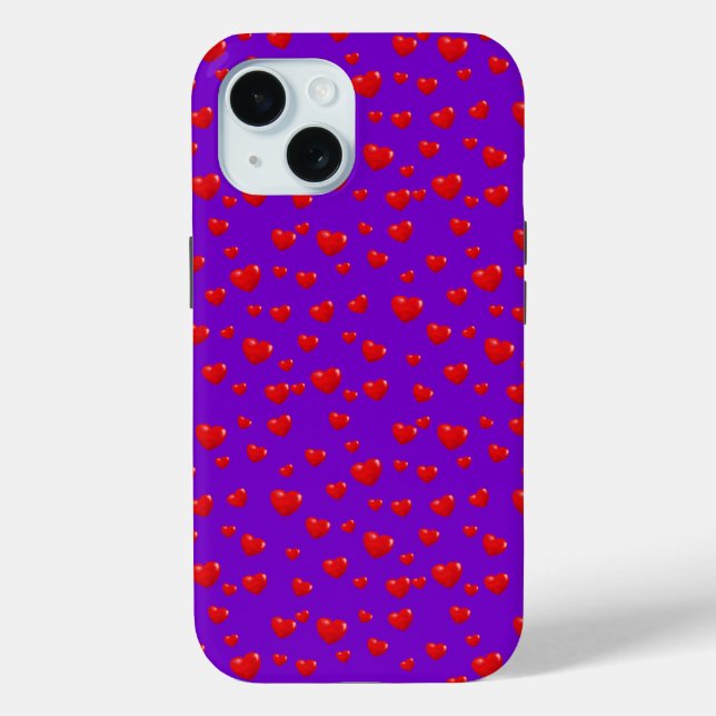 Gespeicherte rote Herzen auf Lila Case-Mate iPhone Hülle (Rückseite)