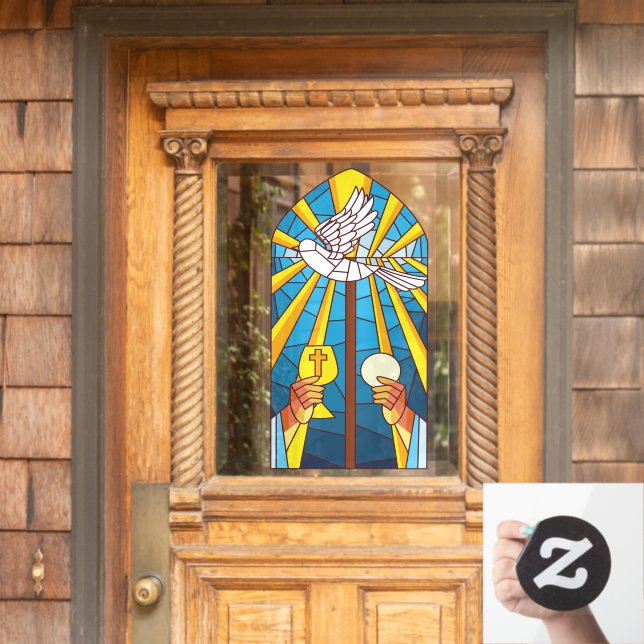 Gespeichertes Glas Heilige Masse Host und Chalice Fensteraufkleber (Haustür)