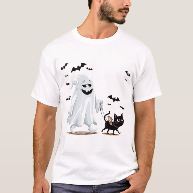 Gespenst mit Wanderhund T-Shirt (Vorderseite)