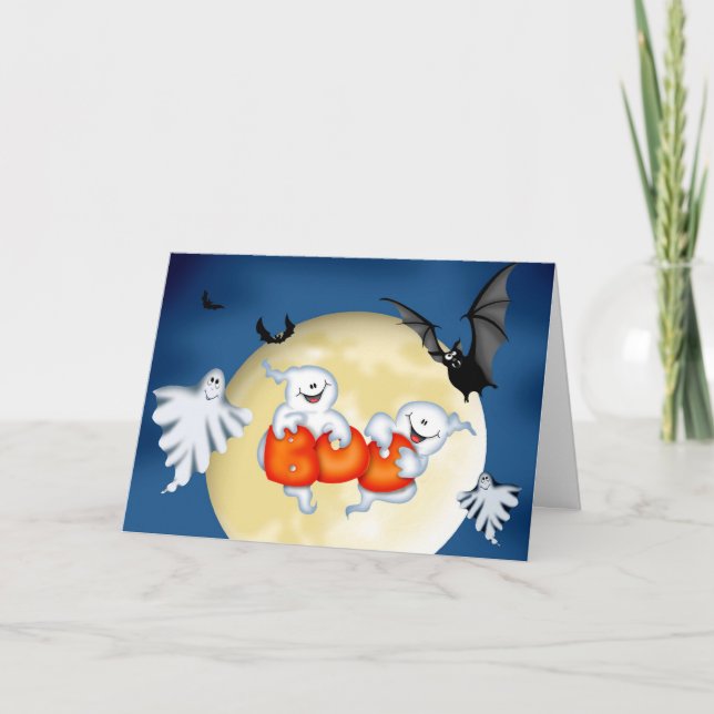 Gespenstische Boo-Halloween-Karte Karte (Vorderseite)
