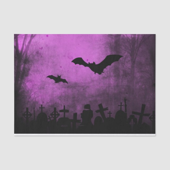 Gespenstische Halloween-Schläger im Friedhof Seidenpapier (Vorderseite)