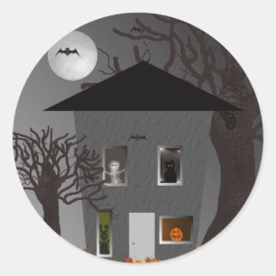 Gespenstische Haus-Halloween-Aufkleber Runder Aufkleber