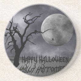 Gespenstische Landschaft Halloween Sandstein Untersetzer