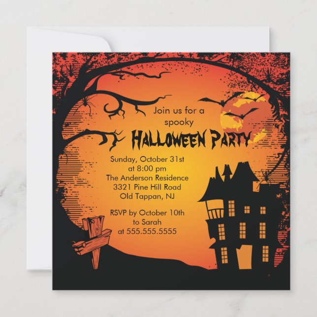 Gespenstische Spuk Haus-Halloween-Party-Einladung Einladung (Vorderseite)