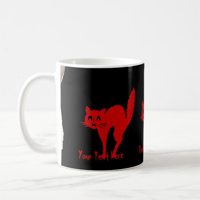 gespenstischer blutroter Katzenspaß Halloween Kaffeetasse (Links)