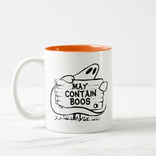 Gespenstischer Geist lustiges Halloween Zweifarbige Tasse (Links)