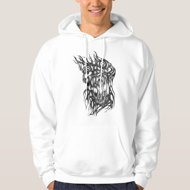 Gespenstischer Schädel, Meyhaam Kunst Hoodie (Vorderseite)