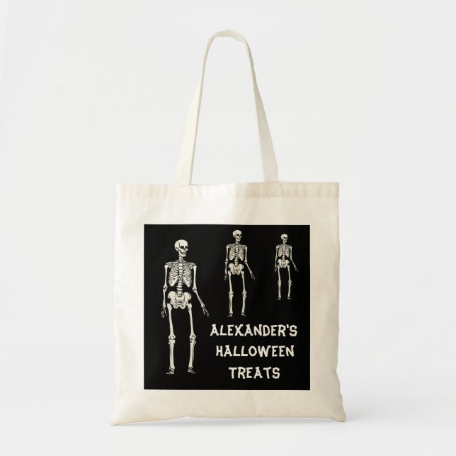 Gespenstischer Skelett-Halloweentrick oder Tragetasche (Vorne)