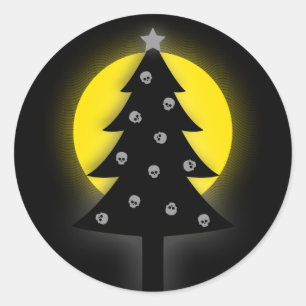 Gespenstischer Weihnachtsbaum Runder Aufkleber