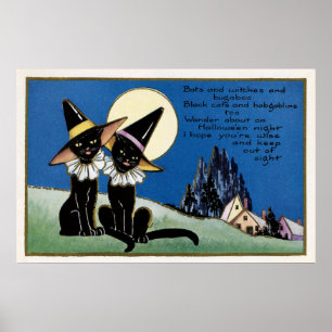 Gespenstisches Dekorplakat schwarzer Katzen Poster