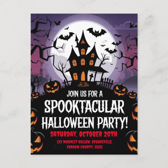 Gespenstisches Design für Spuk Halloween-Party Postkarte (Vorderseite)