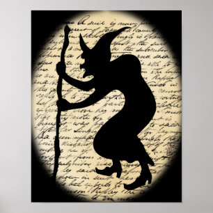 Gespenstisches gebuckeltes Hexe-Plakat Poster