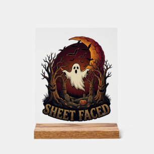 Gespenstisches Halloween Geist Bäume Mond_1 Acrylschild