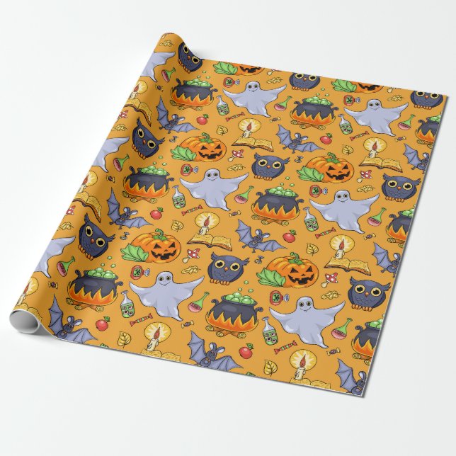 Gespenstisches Halloween-Muster Geschenkpapier (Ungerollt)