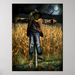 Gespenstisches Halloween-Vogelscheuche-Plakat Poster