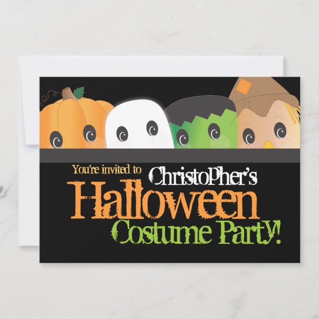 Gespenstisches niedliches Halloween-Kostüm-Party Einladung (Vorderseite)