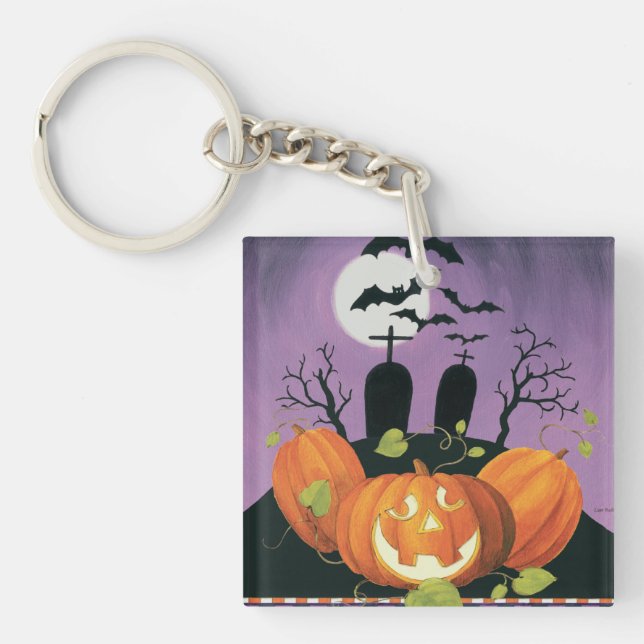 Gespenstisches Spuk Haus Halloweens Schlüsselanhänger (Vorderseite)