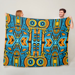Gespiegeltes Mosaik: Anamorphes Türkis & Blau Fleecedecke