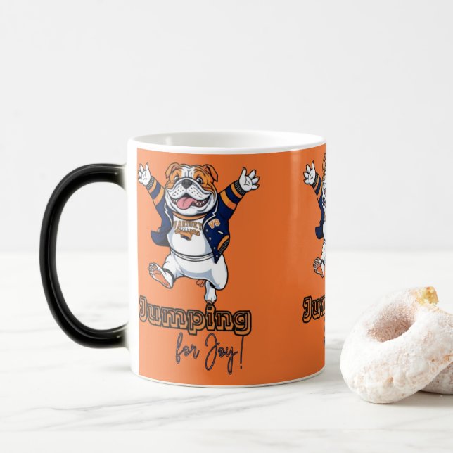 Gespielt | Bulldog in Blue Jacket Verwandlungstasse (Mit Donut)