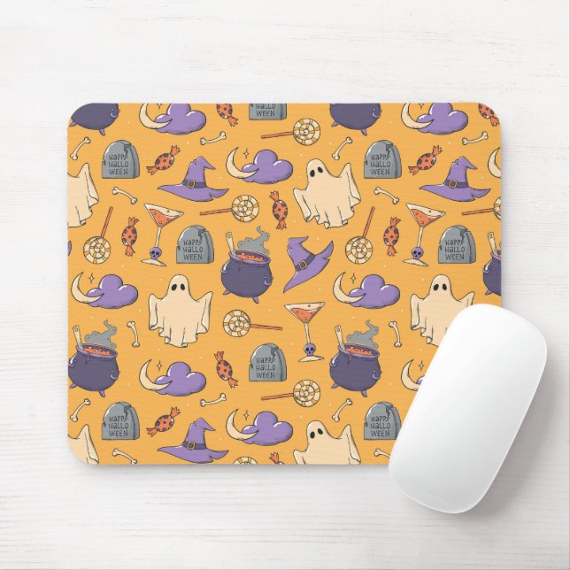 Gespielte Halloween-Geister und Hexen-Muster Mousepad (Mit Mouse)