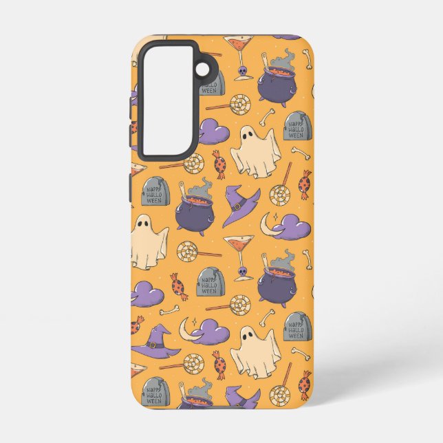 Gespielte Halloween-Geister und Hexen-Muster Samsung Galaxy Hülle (Rückseite)