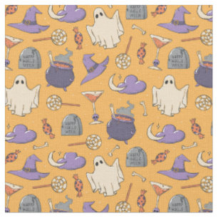 Gespielte Halloween-Geister und Hexen-Muster Stoff