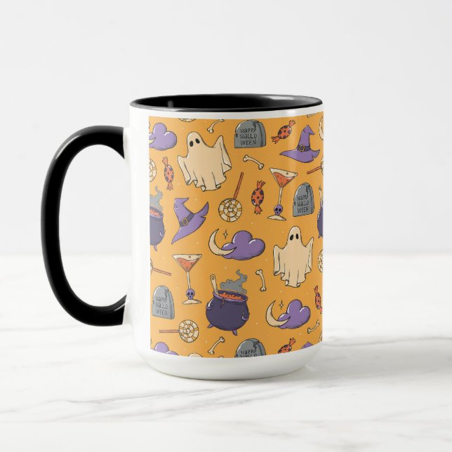 Gespielte Halloween-Geister und Hexen-Muster Tasse (Links)