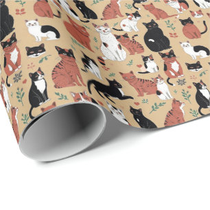 Gespielte Katzen im Hintergrund Geschenkpapier