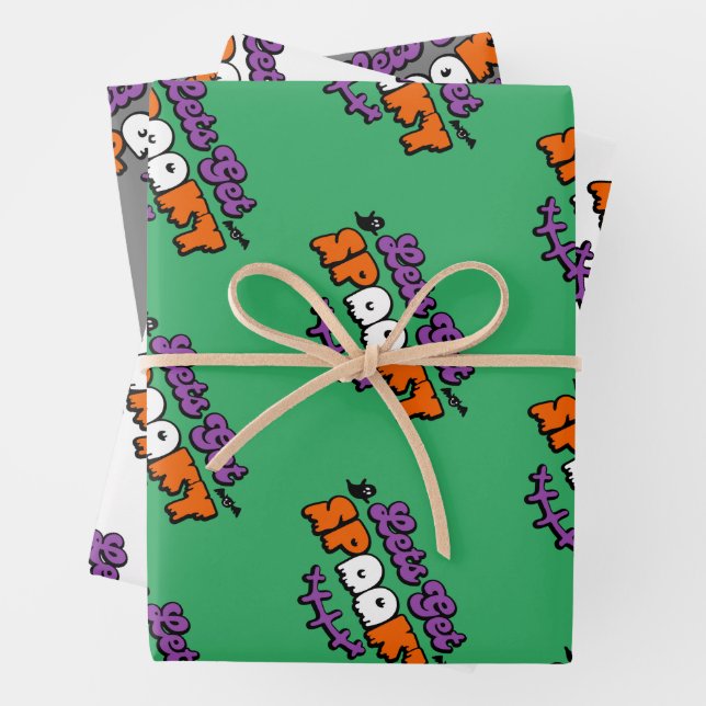 Gespitzte Halloween-Gemälde Lasst uns verwöhnt wer Geschenkpapier Set (Beispiel)