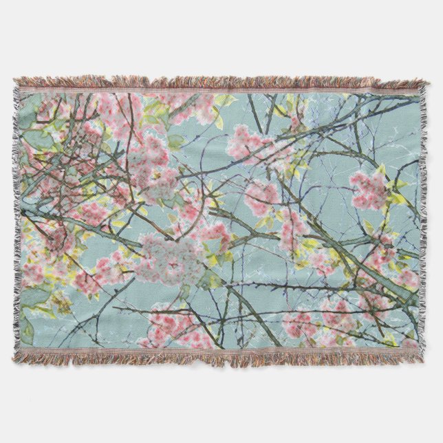 Gesponnene Wurfs-Decken-japanische Kirschblüte Decke (Vorderseite)