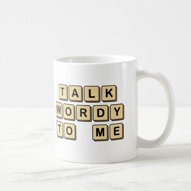 Gespräch Wordy zu mir hölzerne Fliesen-Tasse Kaffeetasse (Rechts)
