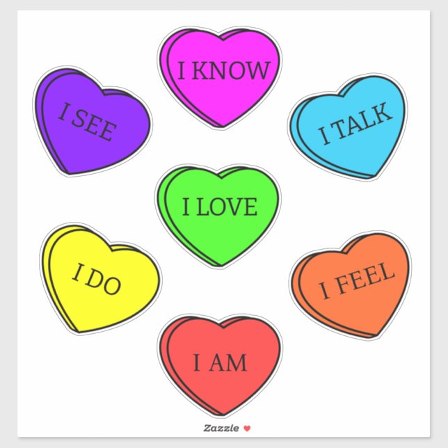 Gesprächsherzen | Chakra Affirmations Aufkleber (Blatt)