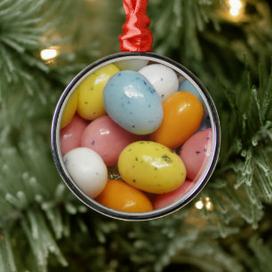 Gesprenkelte bunte Jelly Bean Ostereier Silbernes Ornament