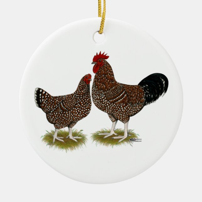 Gesprenkelte Sussex-Hühner Keramikornament (Vorne)