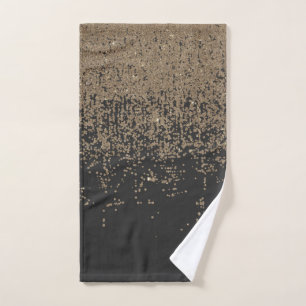 Gesprenkeltes GoldGlitzer-Schwarzes Ombre Handtuch