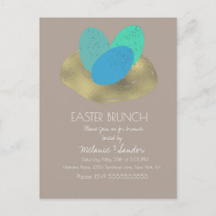 Gesprenkeltes Osterei Gold Nest Abendessen Brunch  Postkarte