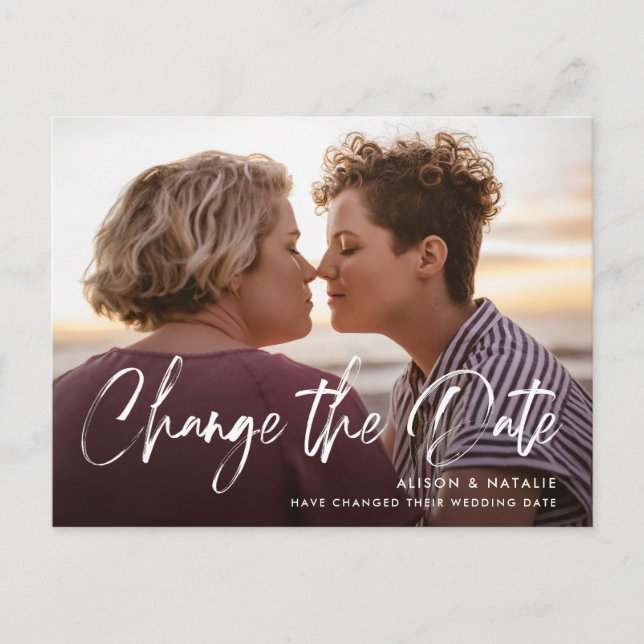 Gespürte Buchstaben ändern Datum verschieben Ankündigungspostkarte (Vorderseite)